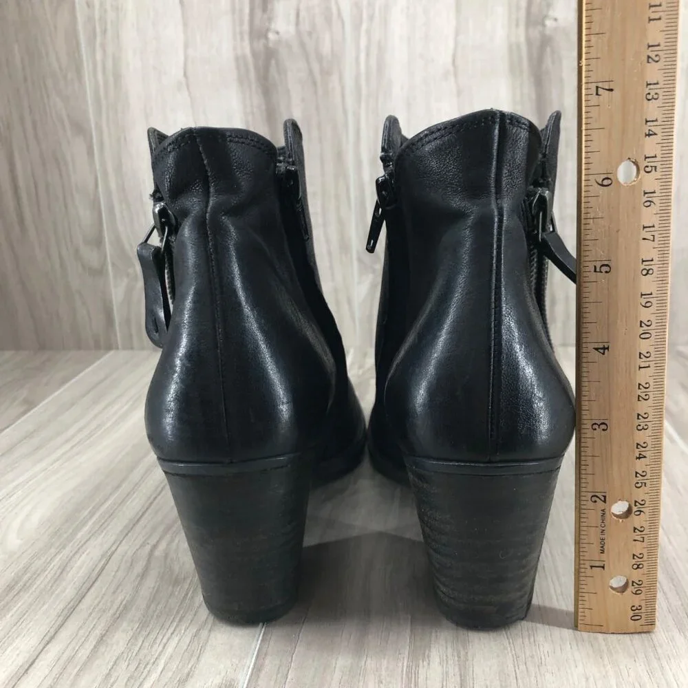 Paul Green Ankle Boots Womens UK 6.5 Aubrey Black Leather Zip Heeled Booties